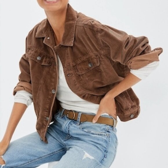 American Eagle 90s Boyfriend Corduroy Jacket, Brown, Size M - Picture 1 of 7